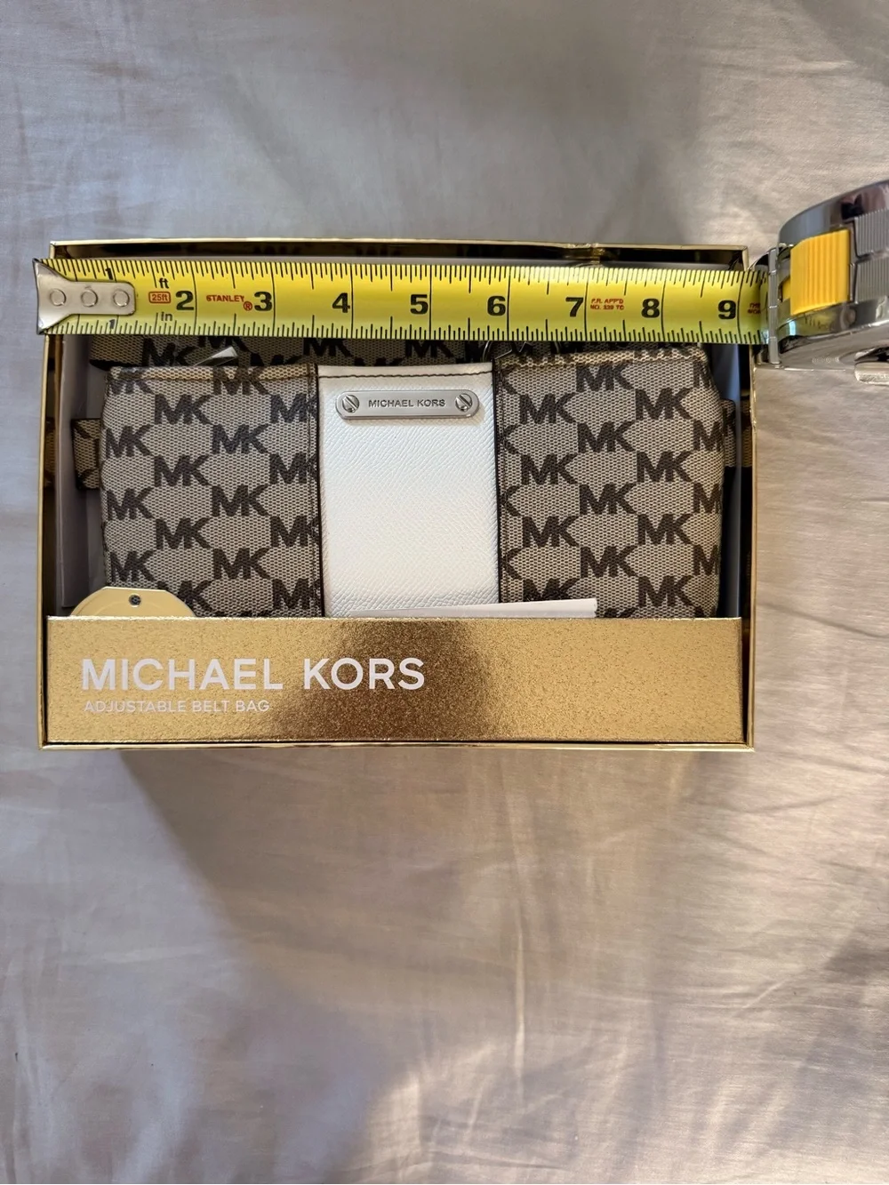 Brown and White Monogram Adjustable Belt Bag